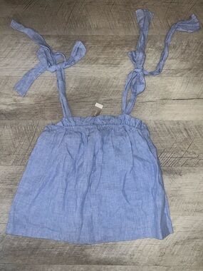 NEW J. Crew Light Blue Tie-Shoulder Linen Tank
